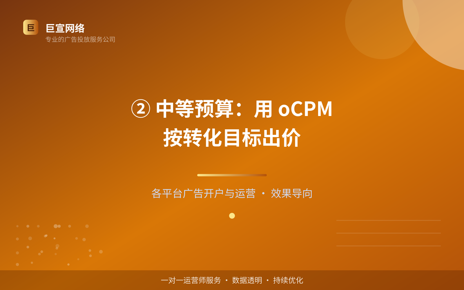 ② 中等预算:用 oCPM 按转化目标出价(效果数据维度) ② 中等预算:用 oCPM 按转化目标出价(效果数据维度)